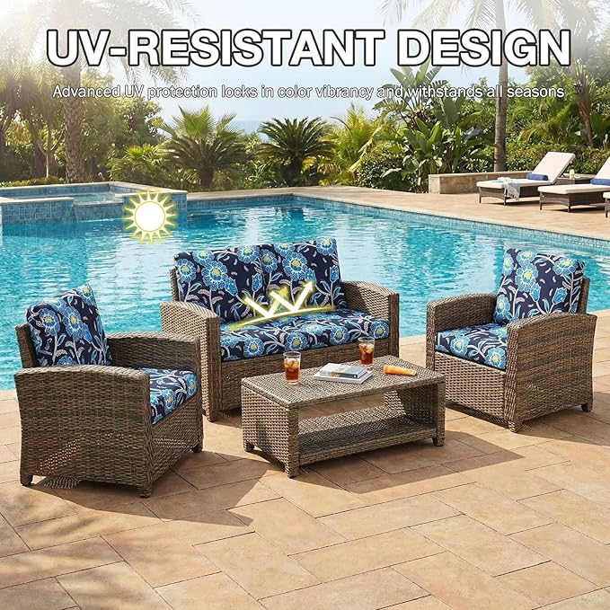 hyha 4Pcs Patio Cushion Covers, Stretch Outdoor Couch Cushion Covers Replacement - Image 6