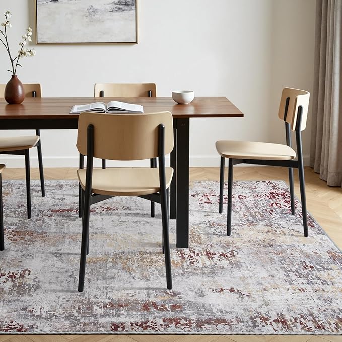 Toneed Abstract Area Rug Modern Washable Rug Soft Non Slip Rug Low Pile - Image 4