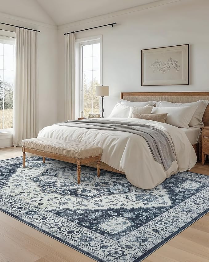 AMADA HOMEFURNISHING 9x12 Area Rug, Washable Low-Profile Large Area Rug - Image 3