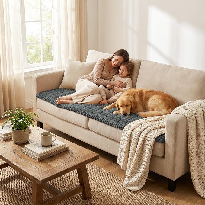 Smiry Couch Cover for Dogs Washable, Non Slip Fuzzy Pet Couch Covers for 3 - Image 5