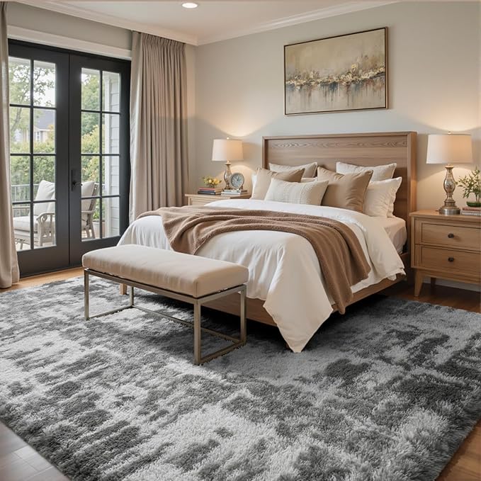 5x7 Ft Large Shag Rugs for Bedroom Living Room, Tie Dyed Ultra Soft Fluffy - Image 3