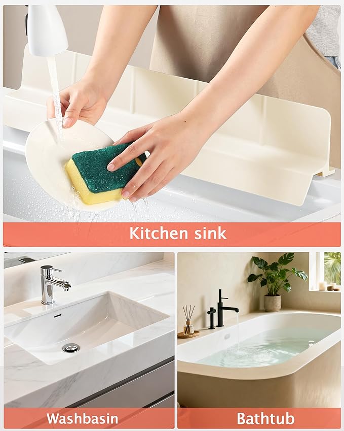 Kitchen Sink Splash Guard 18" 23" 30" Self-Draining Silicone Water Guard - Image 7