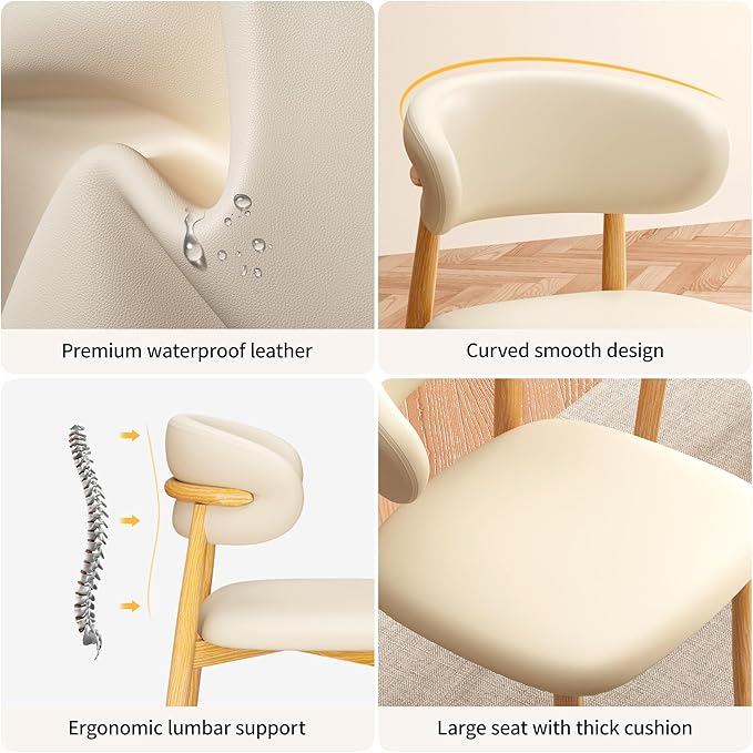 Kitchen Dining Chairs Set of 4 Modern Upholstered Leather Farmhouse Dining Ro...