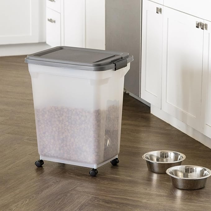 IRIS USA Dog Food Storage Container 40 lbs, Attachable Wheels, & Included Scoop - Image 4