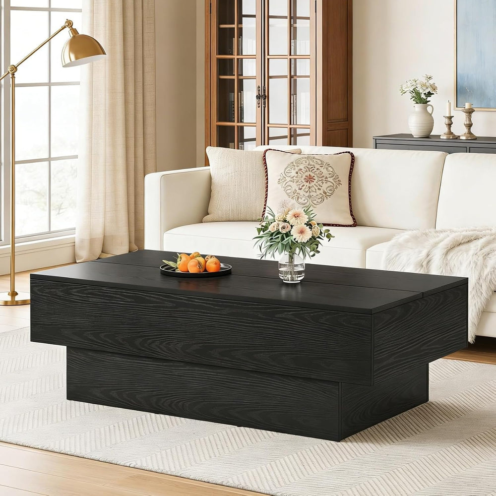 Tribesigns 55" Black Rectangle Coffee Table for Living Room