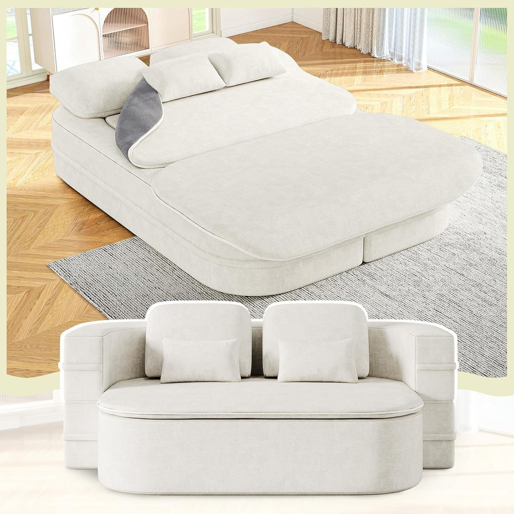 Antetek Convertible Sleeper Sofa, Modern Folding Futon Chenille Floor Foam Co...