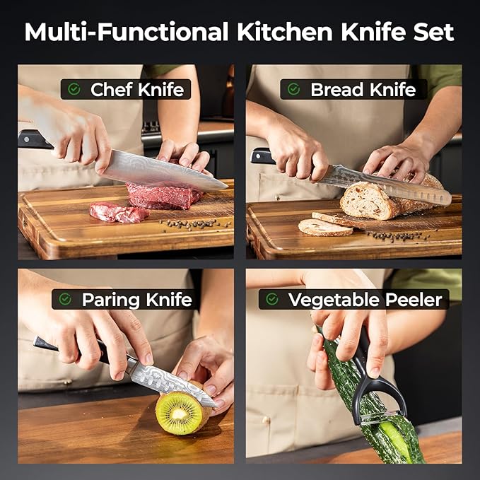 CoquusAid Kitchen Knives Set, Razor Sharp High Carbon Stainless Steel Knife Set - Image 2