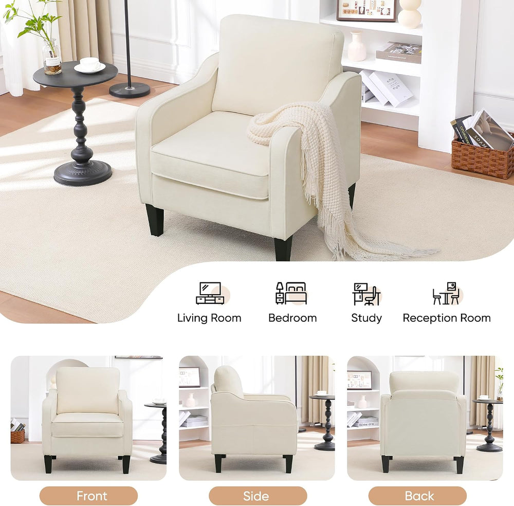 Accent Chair for Living Room, Mid Century Modern Reading Chair for Bedroom, U...