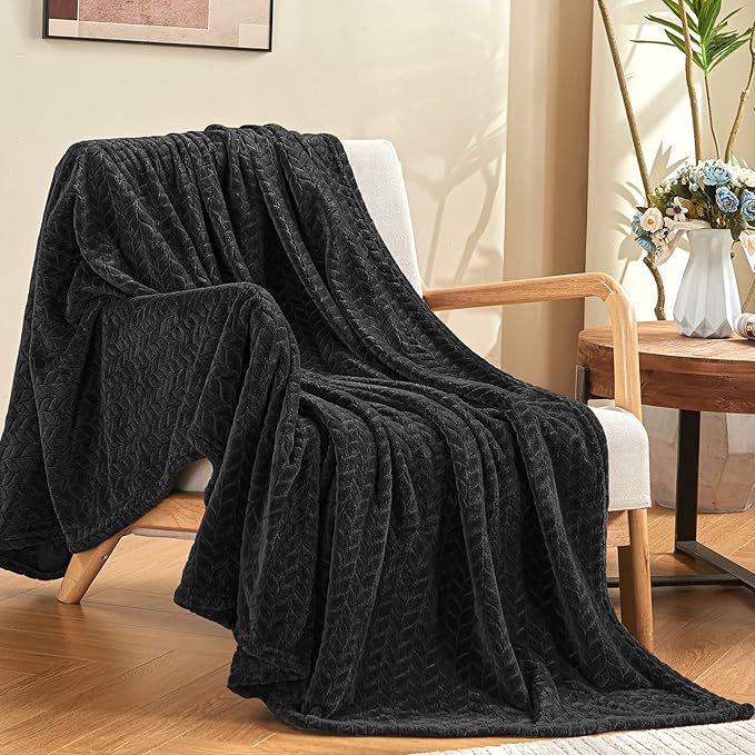 inhand Black Fleece Twin Blanket, Super Soft Flannel Cozy Blankets - Image 5