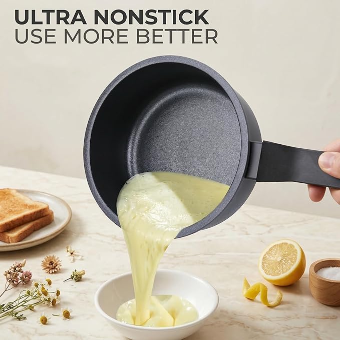 Nonstick Sauce Pan with Lid, 1.5QT small pot, PFOA Free, Kitchen Pots Induction - Image 4