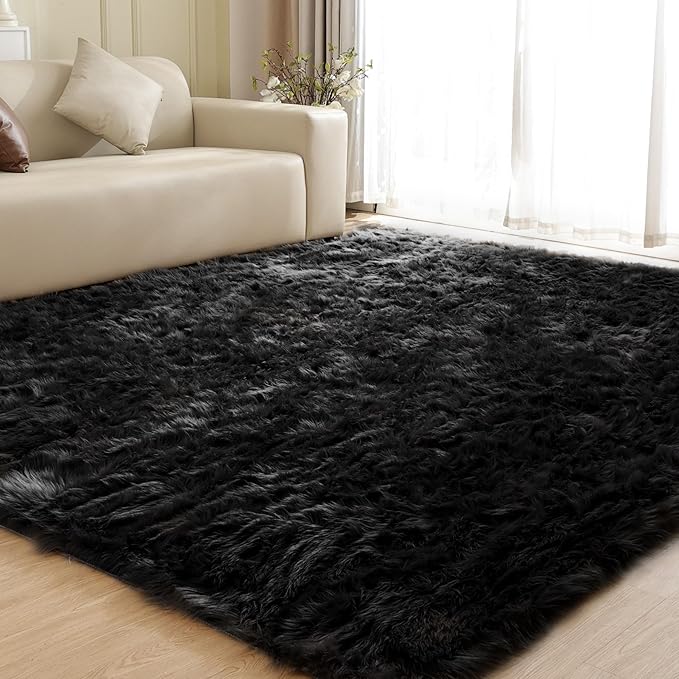 ORINOVA Black Rugs for Living Room 8x10 Area Rugs for Bedroom Shag Washable by ORINOVA