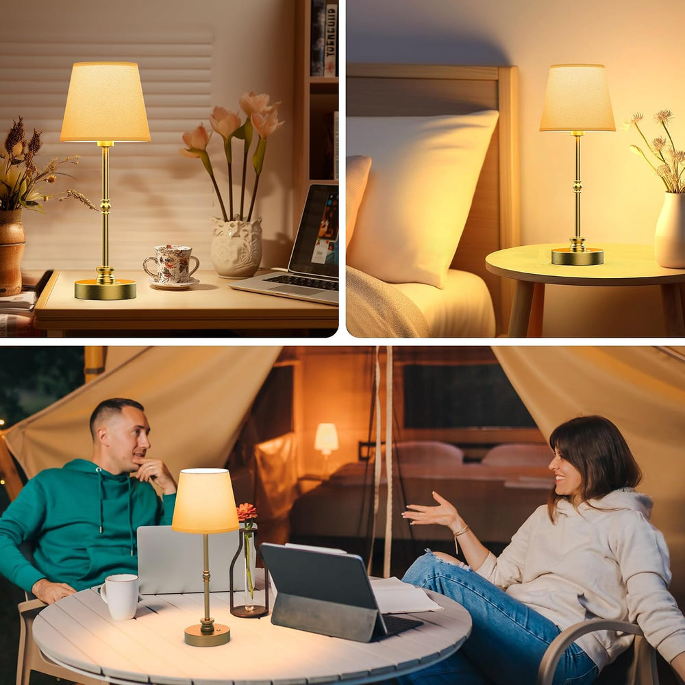 Cordless Rechargeable Table Lamp, Gold, 2 Set