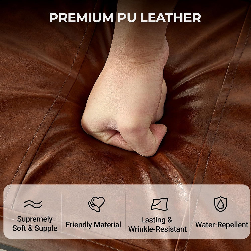 TIOPGHAD Adjustable Ottoman Pouf, 60 Degree Tilt, Brown Synthetic Leather | 4...