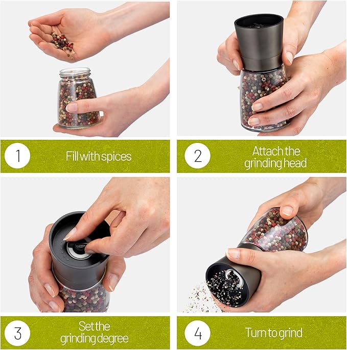 ZOLMER® Premium Stainless Steel Salt and Pepper Grinder Set manual | Adjustable - Image 5