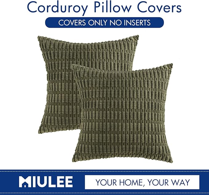 MIULEE Pack of 2 Spring Corduroy Decorative Throw Pillow Covers 20x20 Inch Soft - Image 6