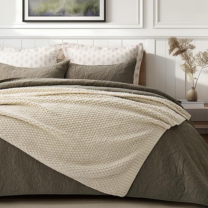 EVERGRACEHOME Chunky Chenille Knit Throw Blanket