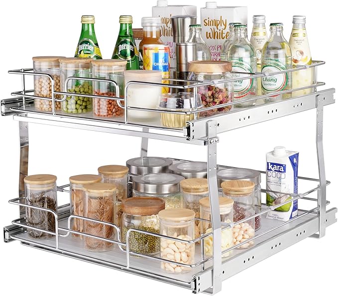VEVOR 2 Tier 20"Wx21.2"Dx15.2"HPull Out Cabinet Organizer, Heavy Duty Slide Out by VEVOR