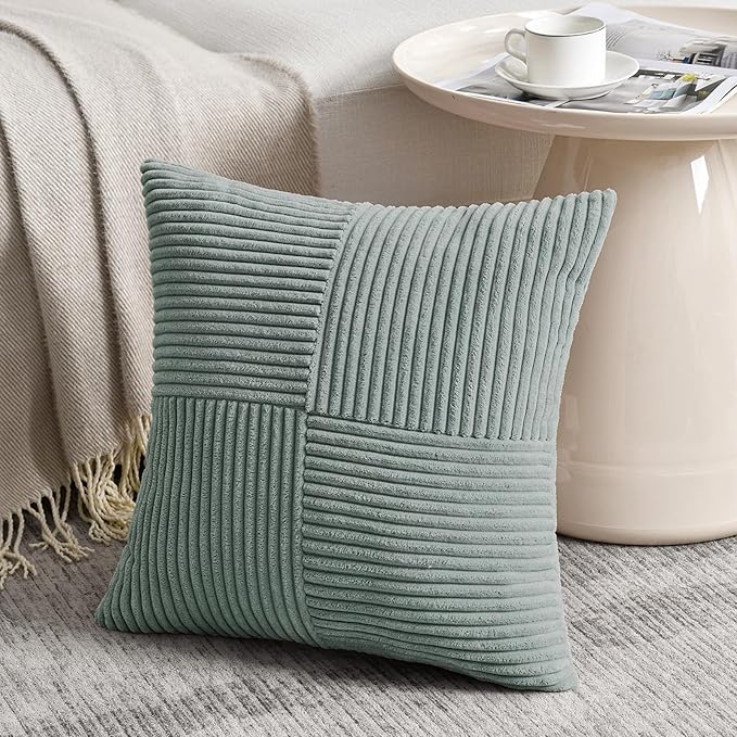 Fancy Homi 2 Packs Grey Blue Euro Decorative Throw Pillow Covers 26x26 Inch - Image 2