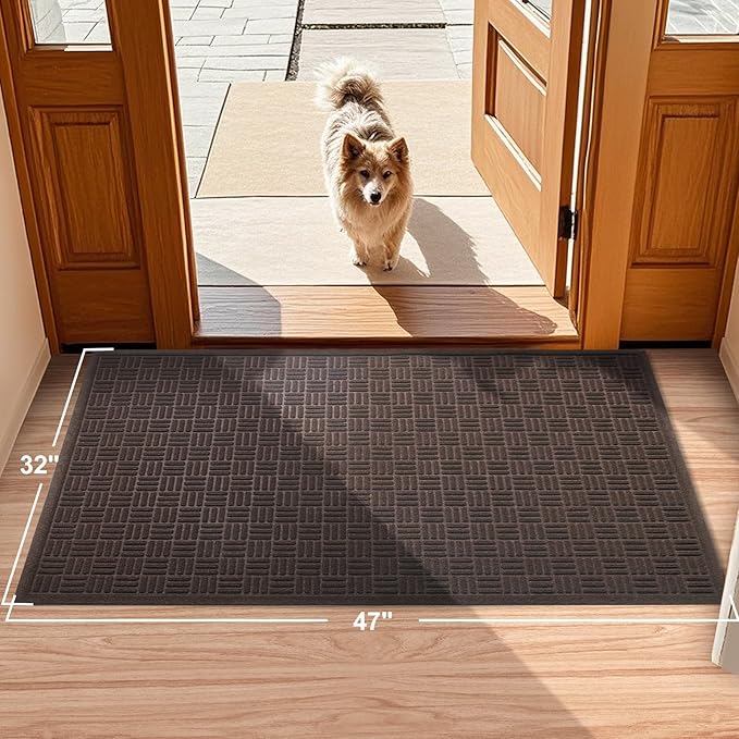 Mibao Front Door Mat Indoor Outdoor Entrance, Dirt Trapping Waterproof - Image 2