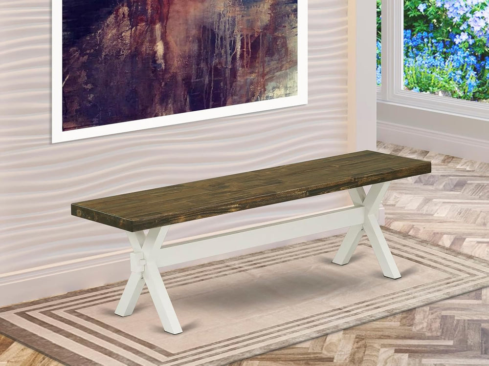 East West Furniture XB076 X-Style Mid Century Modern Dining Bench with Solid ...