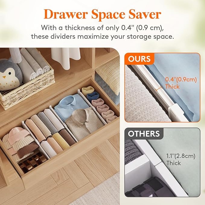 Lifewit 4" Tall 5 Pack Drawer Dividers, 27-42cm/10.5-16.5" Expandable Drawer - Image 6