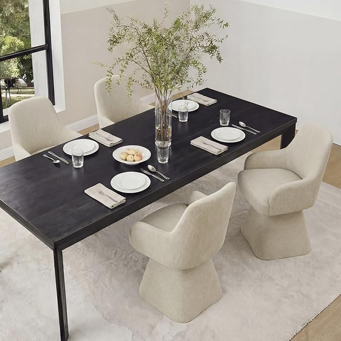 Swivel Dining Chairs Set of 2, Mid Century Modern Chairs Fabric Upholstered A...