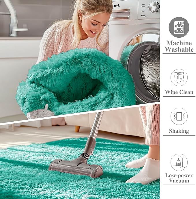 OLANLY 2x3 Machine Washable Small Bedside Rug, Soft Fluffy Shaggy Entryway - Image 2