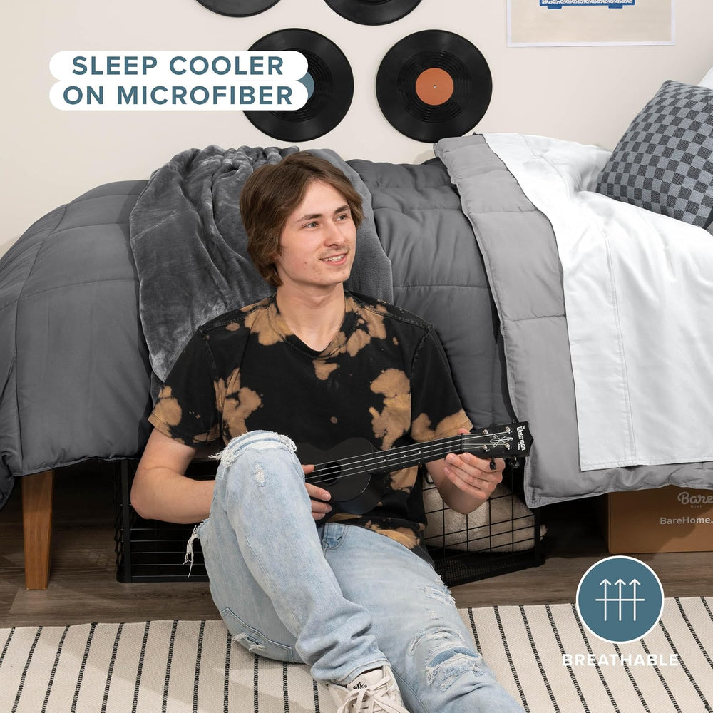 Bare Home Reversible Comforter (Twin/Twin XL, Grey/Light Grey)