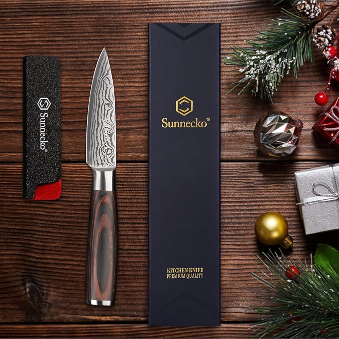 Sunnecko Small Kitchen Knife 3.5 Inch Paring Knife High Carbon Stainless Steel - Image 6