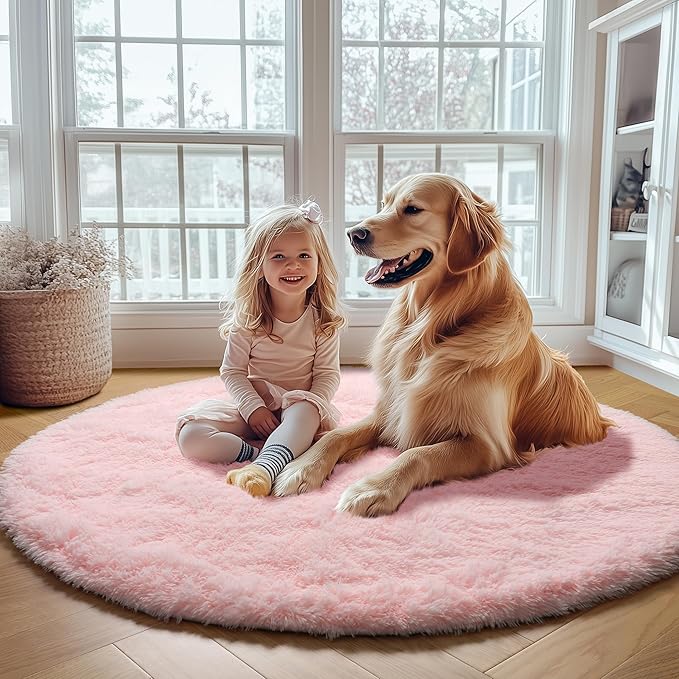 ONASAR Light Pink Round Area Rugs 4ft - Image 7