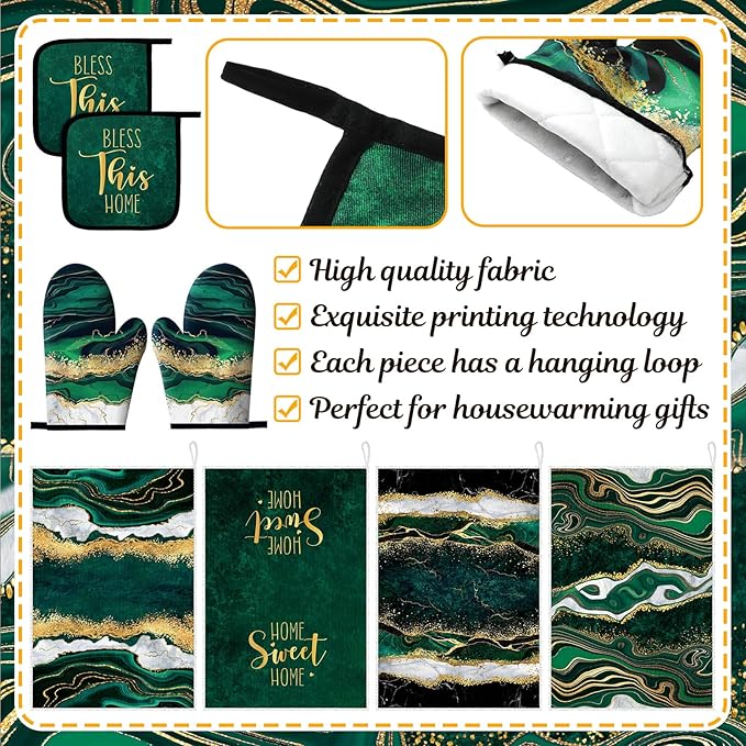 Leinuosen 8 Pcs Kitchen Towels and Dishcloths Sets Oven Mitts and Pot Holders - Image 5