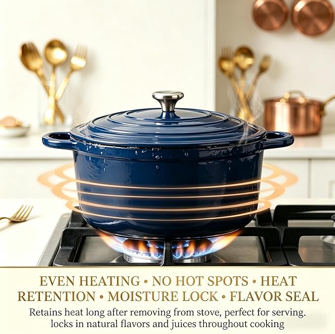 QuliMetal Enameled Cast Iron Cookware Set, 4-Piece Pots and Pans Set