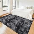 4x6 ft Area Rug for Bedroom Black Grey Tie Dye Fluffy Rug Mat Bedside Throw Rug by JiaoBaba