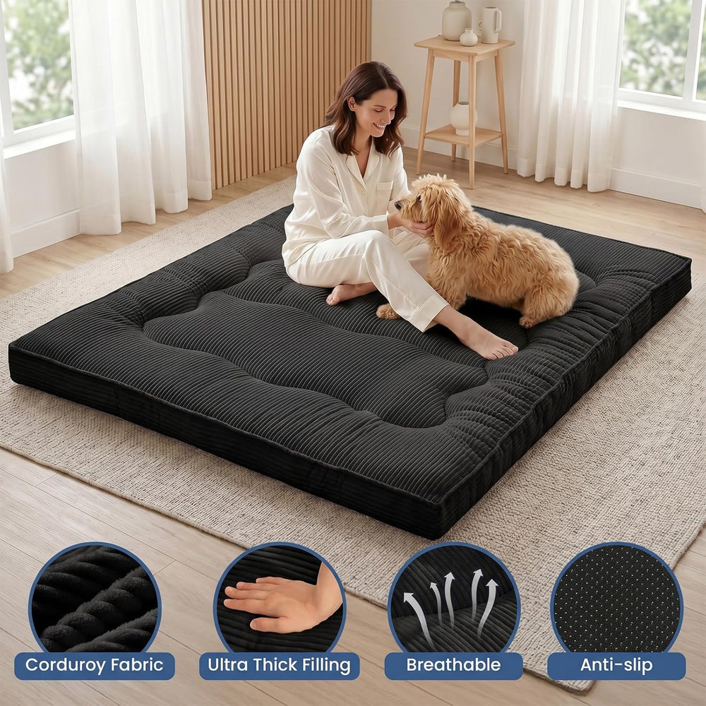 Extra Thick Futon Mattress - Japanese Floor Mattress for Adults, Portable Fol...