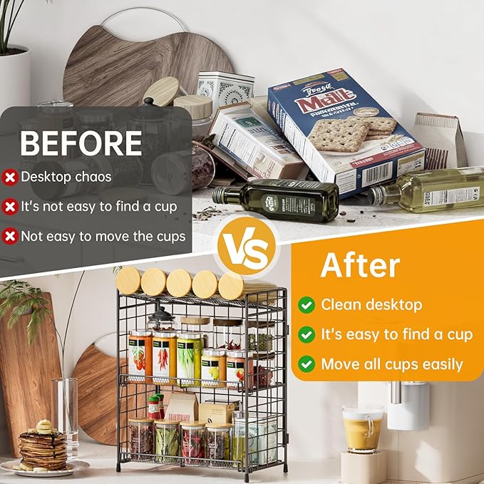 DTUQYX Spice Rack Organizer for Countertop, 3-Tier Large Capacity Foldable - Image 6
