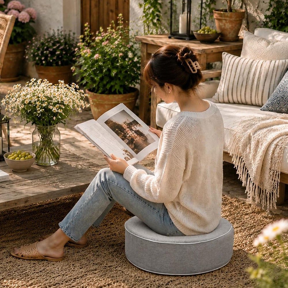 Round Floor Cushions - 20" x 6" Indoor-Outdoor Flexible Seating for...