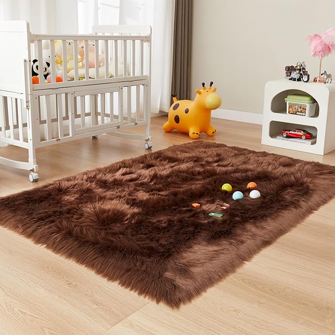 EasyJoy Ultra Soft Fluffy Shaggy Area Rug Faux Fur Rug Chair Cover Seat Pad - Image 6