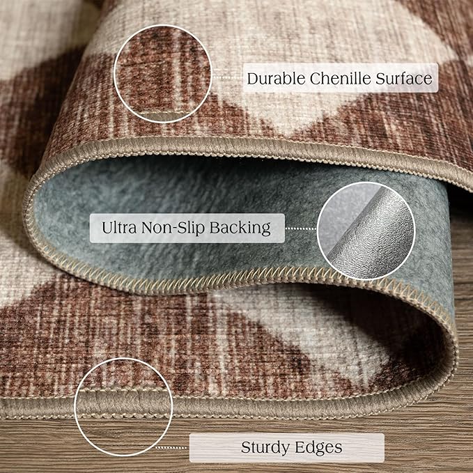 Brown Beige Checkered Entry Rug - Image 3