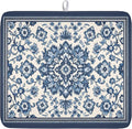 Blue Floral Dish Drying Mat for Kitchen Counter Vintage Flower Pattern by Unknown