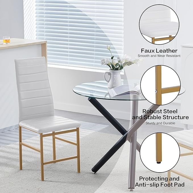 PU Dining Chairs Set of 4, Modern Kitchen & Dining Room Chairs Faux Leath...