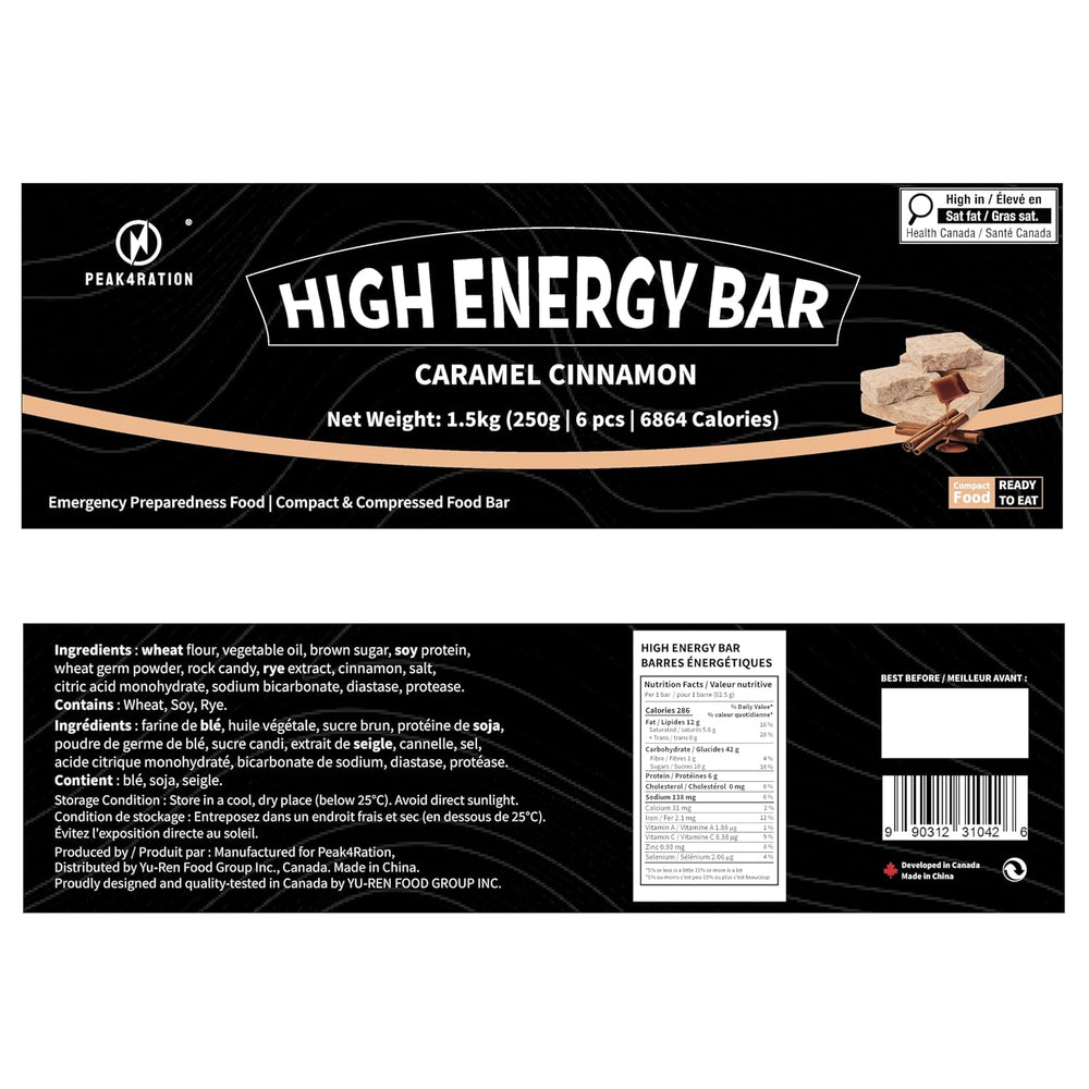PEAK4RATION High Energy Bar | Compact Compressed Food Bar - Caramel Cinnamon ...