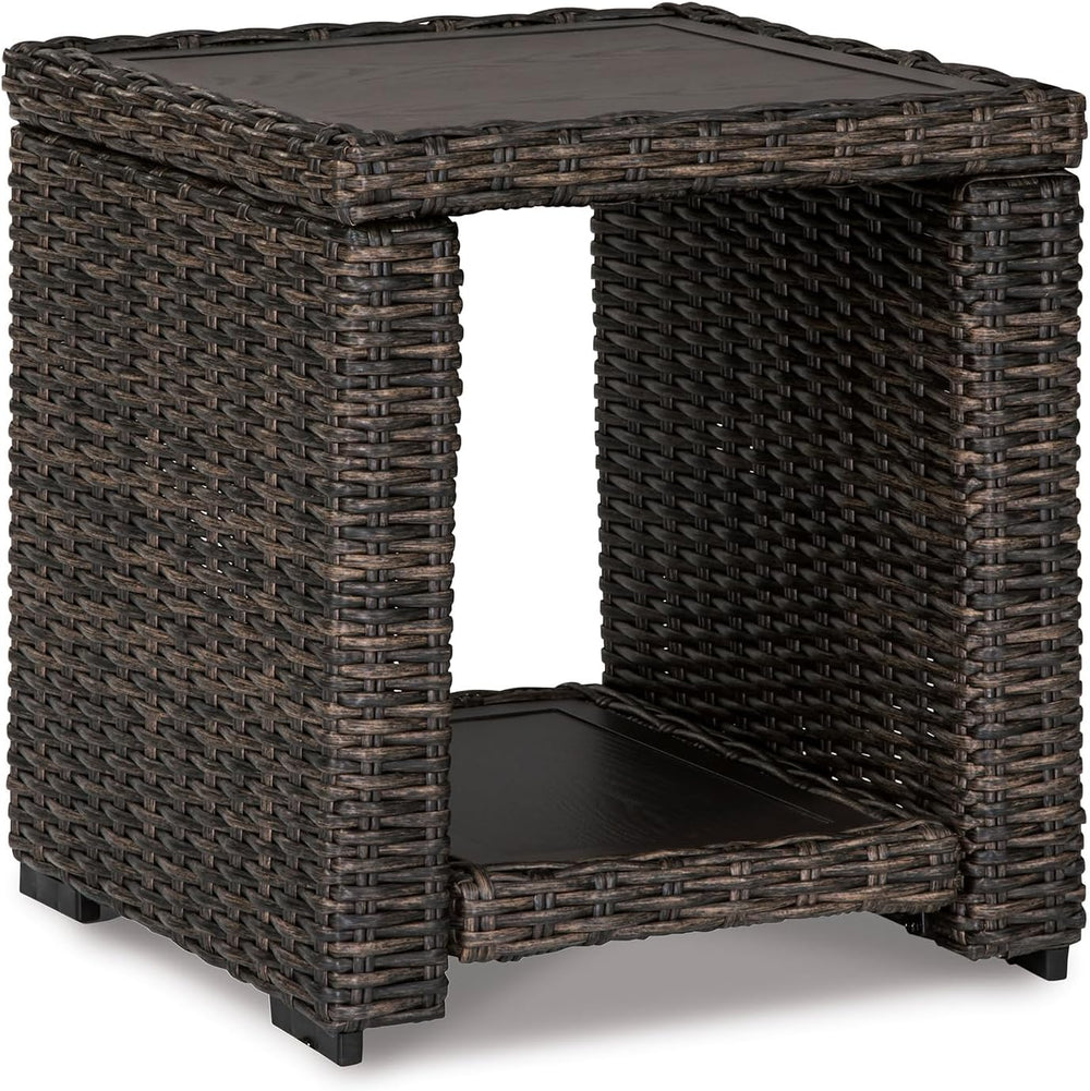 Signature Design by Ashley Grasson Lane Outdoor Rattan Square End Table with ...
