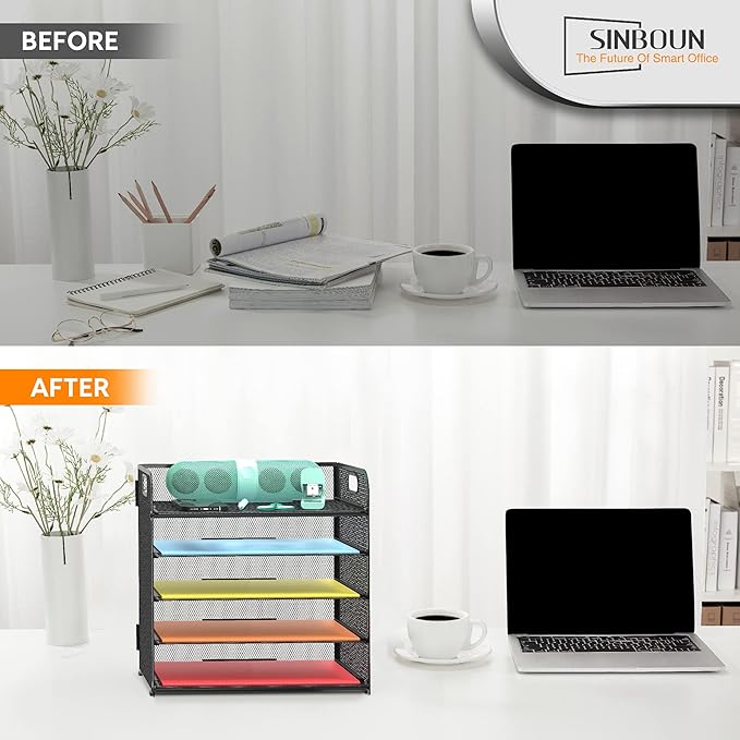 Letter Tray Paper Organizer 5-Tier Desk Organizer File Organizer Paper Holder - Image 4