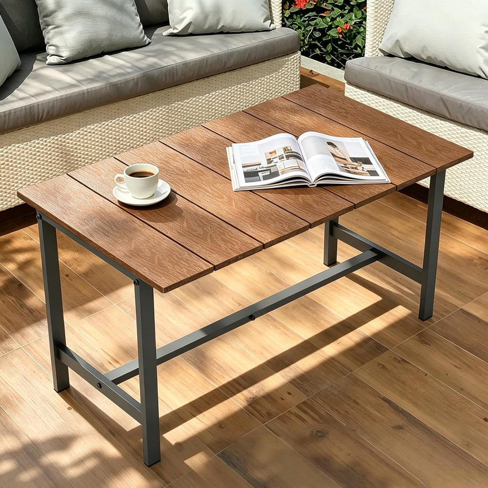 Outdoor Coffee Table, 33.4"L x 17.3"W x 18.1"H Rectangle Weath...