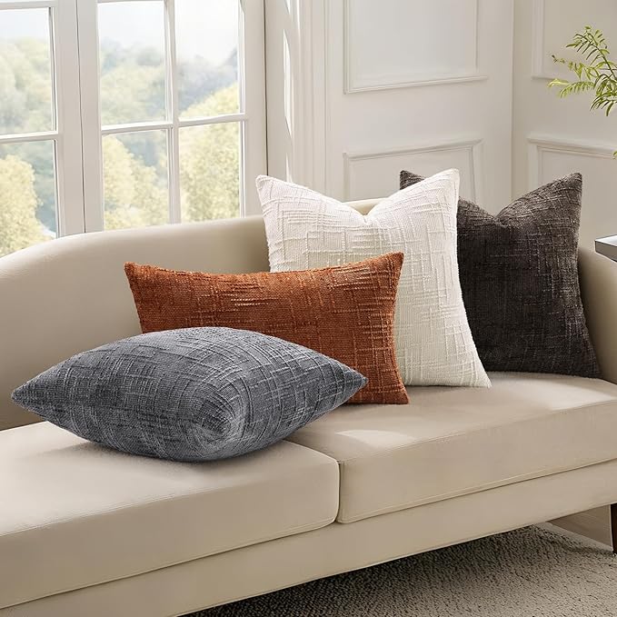 decorUhome Summer Cream White Chenille Throw Pillow Covers 12x20 Set of 2 - Image 6