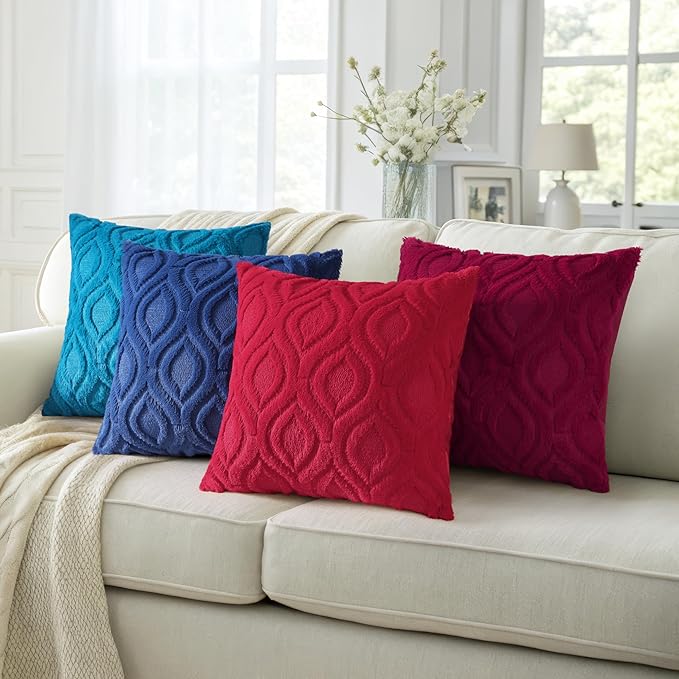decorUhome Summer Throw Pillow Covers 24x24 Inch Set of 2, Soft Plush Faux Wool - Image 5