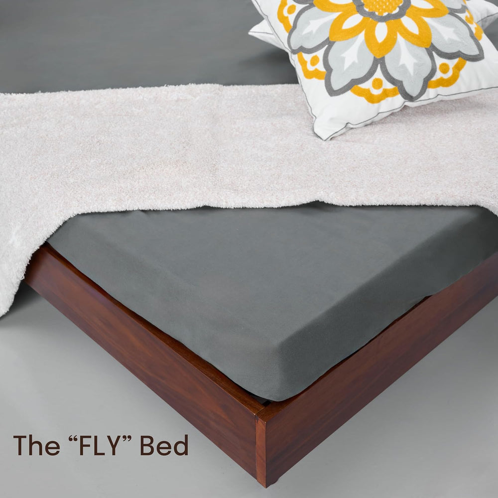 NTC Fly Wooden Bed Frame Without Headboard, Crafted from Walnut, Rubber Wood ...