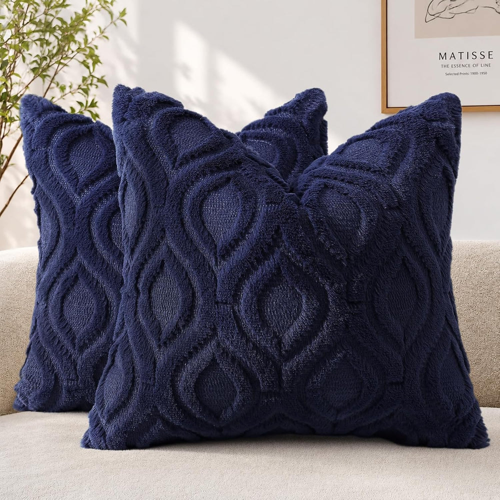 decorUhome Christmas Soft Navy Blue Throw Pillow Covers 26x26 Set of 2