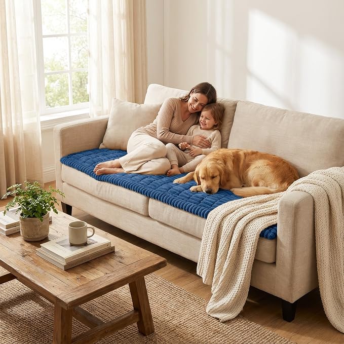 Smiry Couch Cover for Dogs Washable, Non Slip Fuzzy Pet Couch Covers for 3 - Image 5
