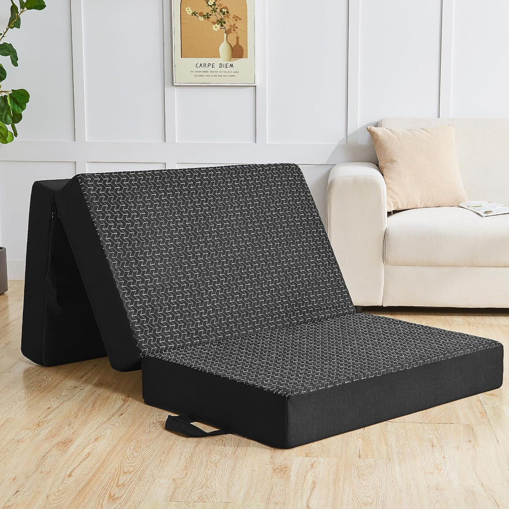 Folding Mattress Twin, 6" Floor Bed Futon for Guest Bed,Camping,Black